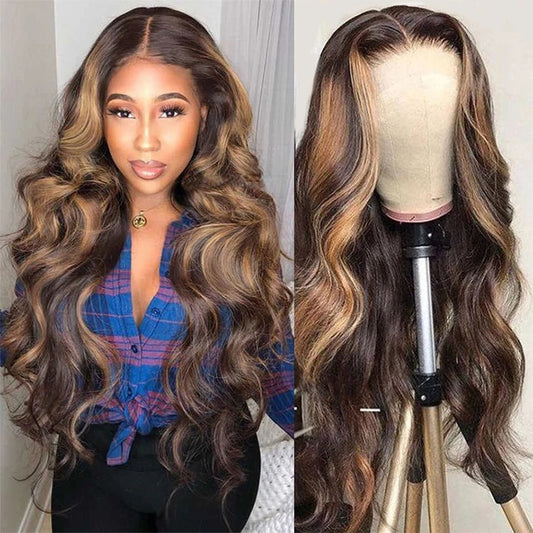 Medium Brown Big Curly Wavy Human Hair Wig