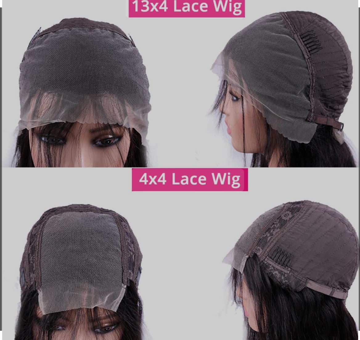 Real Human Hair Lace Wig Set Straight Hair Black Medium Length