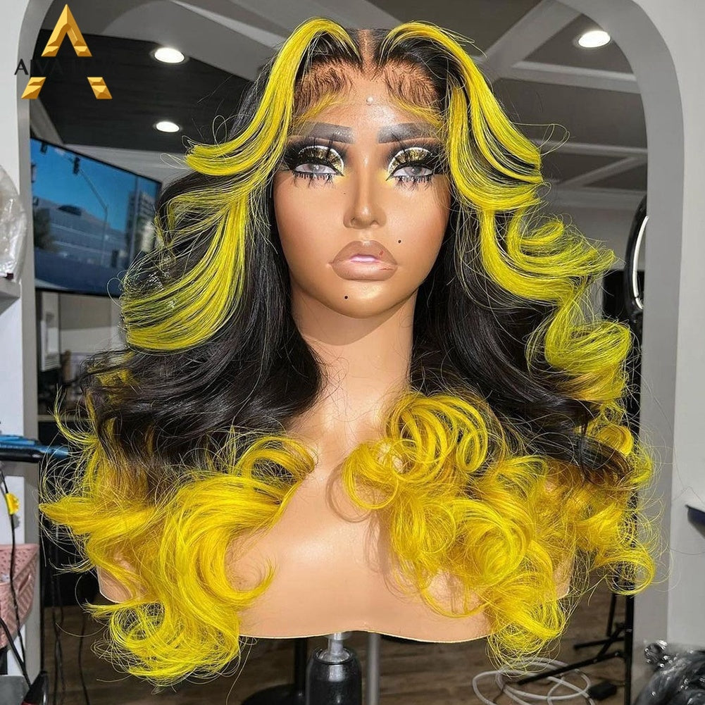 Gradient Orange Yellow Blue and Green Highlighted Wig