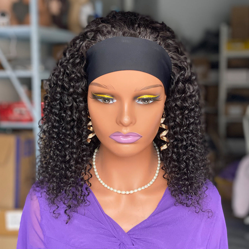 Curly Headbandwig Human Hair Wig
