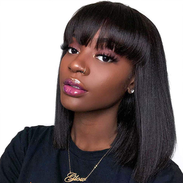 Peruvian Short Straight Bob with Bangs