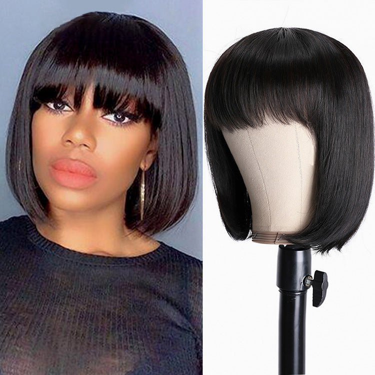 Peruvian Short Straight Bob with Bangs