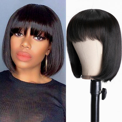 Peruvian Short Straight Bob with Bangs