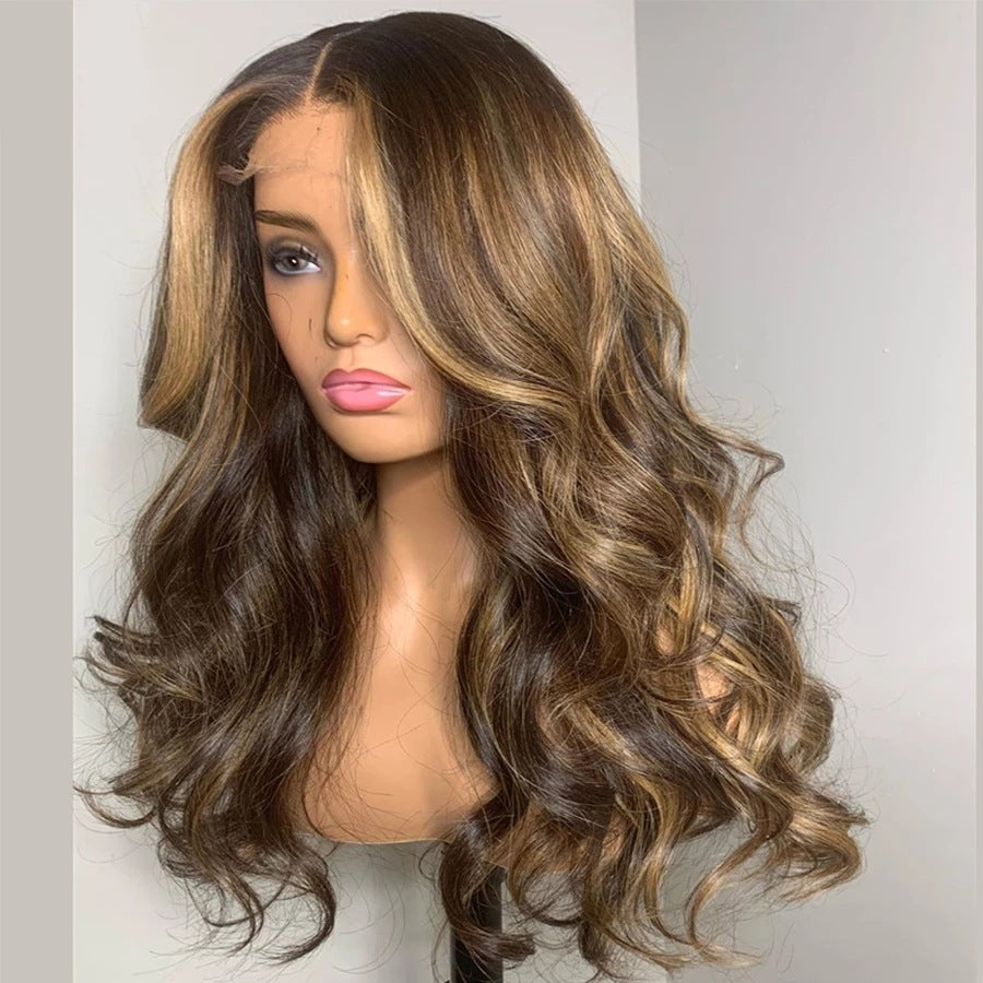 Medium Brown Big Curly Wavy Human Hair Wig
