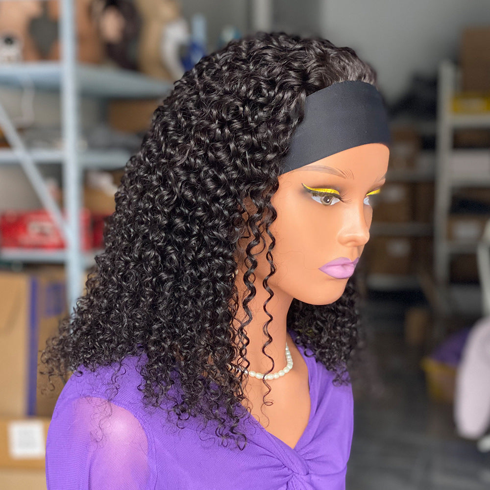 Curly Headbandwig Human Hair Wig