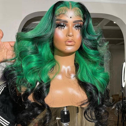 Gradient Orange Yellow Blue and Green Highlighted Wig