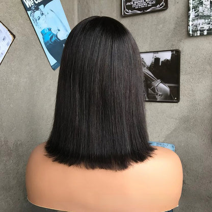 Straight Bob with Bangs Realistic Looking Lace