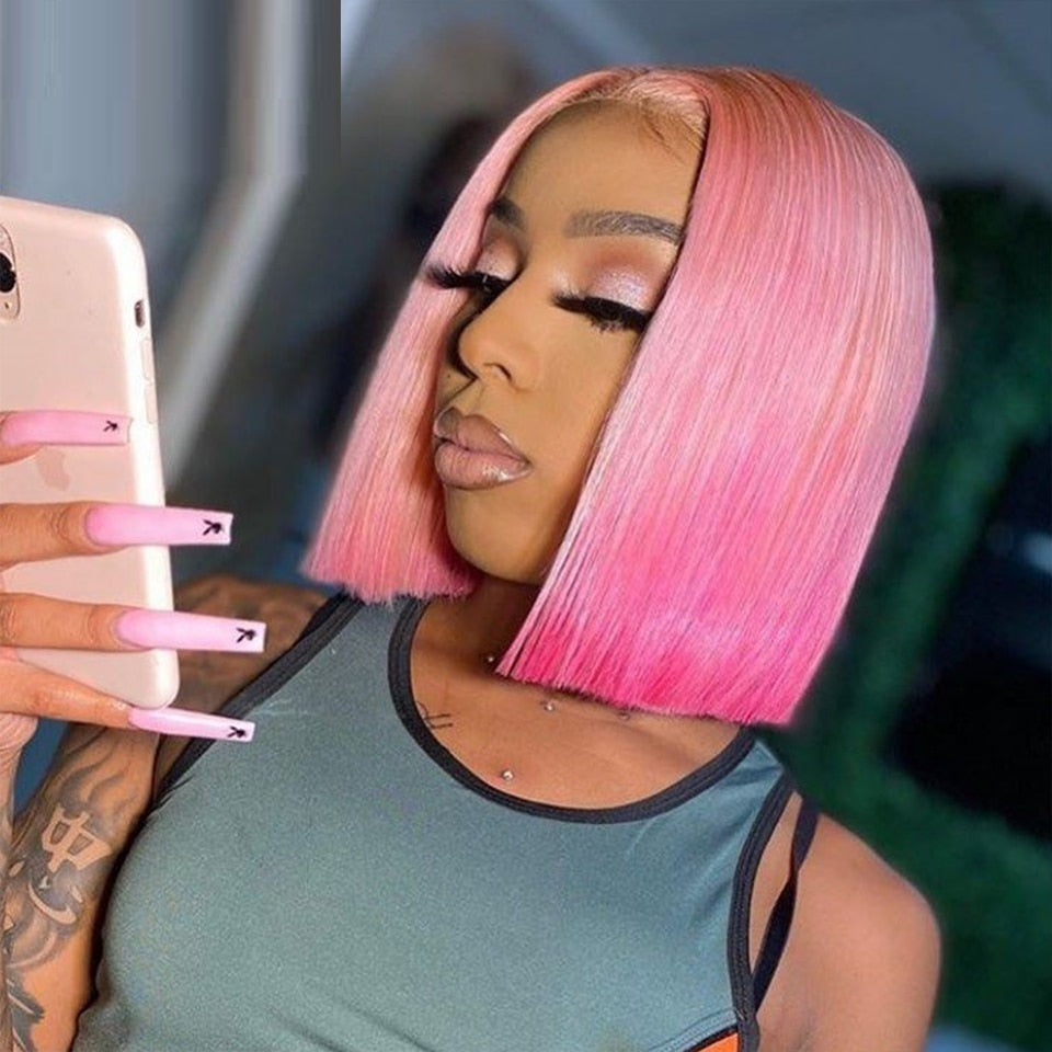 2 Tone 613/Pink Blunt Cut Wig