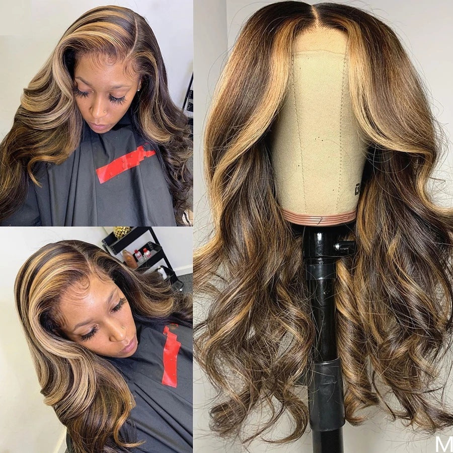 Medium Brown Big Curly Wavy Human Hair Wig
