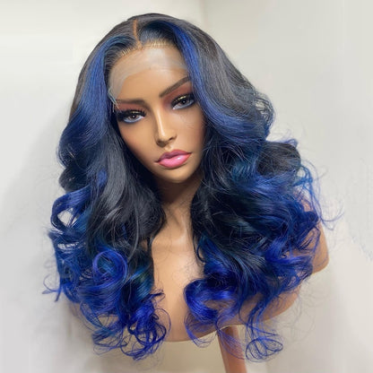 Gradient Orange Yellow Blue and Green Highlighted Wig