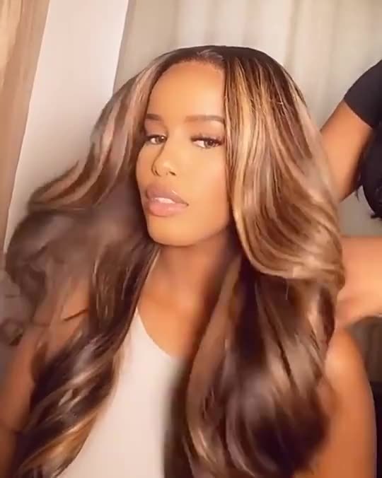 Medium Brown Big Curly Wavy Human Hair Wig